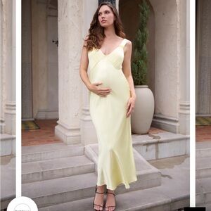 NWT BUMPSUIT Maternity Vintage Slip Dress in Lemon Butter Yellow Size Medium